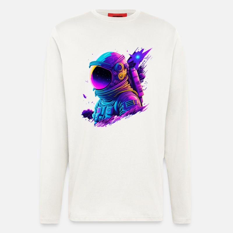 Synthwave Astronaut Space Explorer - Langarmshirt - made by SPREAD  - OFF WHITE