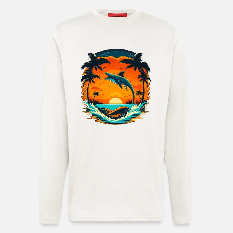 Delphin Sommer Sunset - Langarmshirt - made by SPREAD  - OFF WHITE