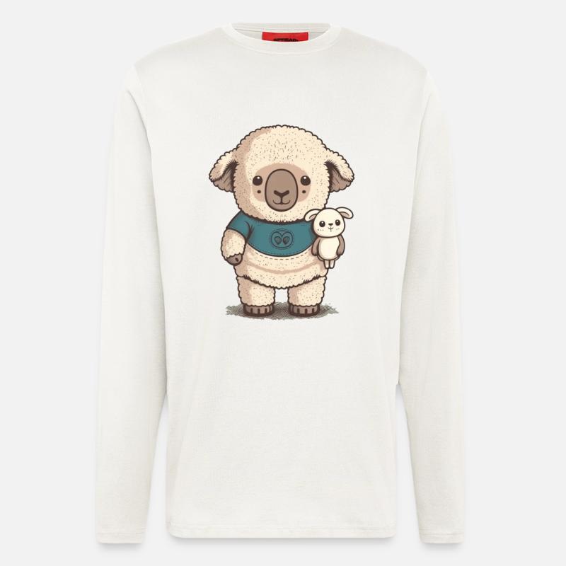 Verschlafenes Schaf mit Kuscheltier - Langarmshirt - made by SPREAD  - OFF WHITE