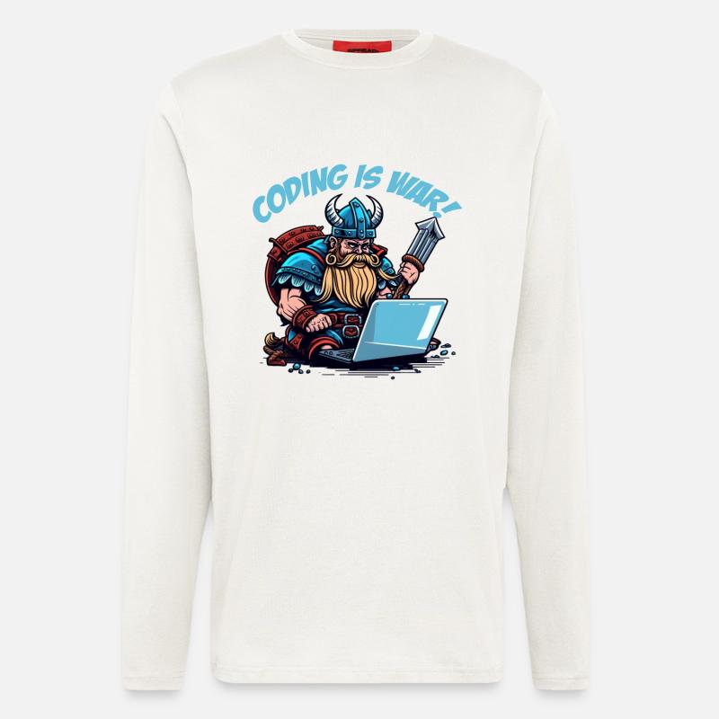 "Coding is war" Vikings - Longsleeve - made by SPREAD  - OFF WHITE