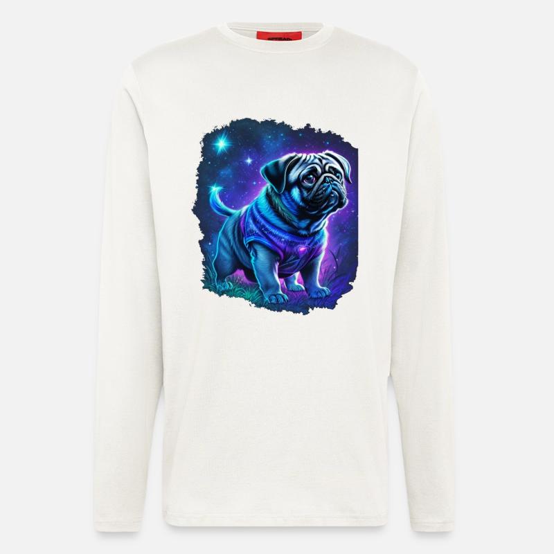 Mystischer Mops Hund - Langarmshirt - made by SPREAD  - OFF WHITE