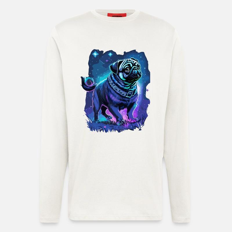 Mops Hund Mitternachtszauber - Langarmshirt - made by SPREAD  - OFF WHITE