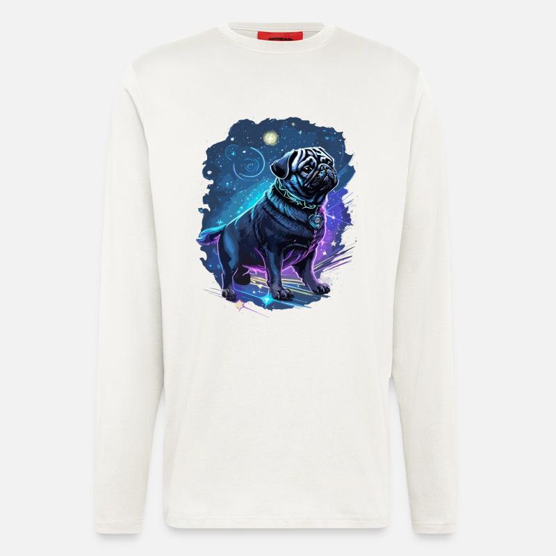 mythischer Mops Hund - Langarmshirt - made by SPREAD - OFF WHITE
