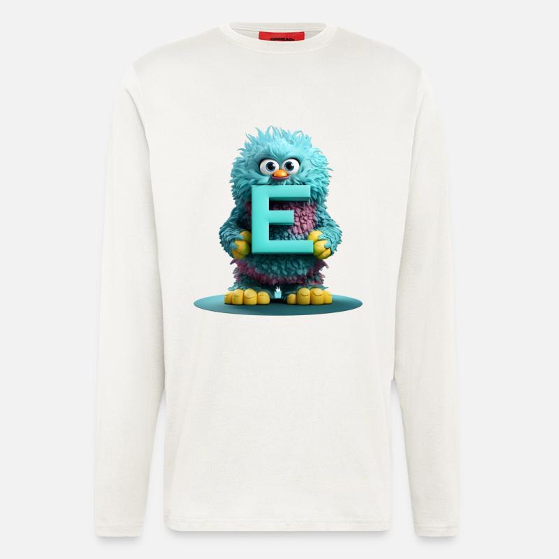 Flauschiges Monster mit dem Buchstaben E - Langarmshirt - made by SPREAD  - OFF WHITE