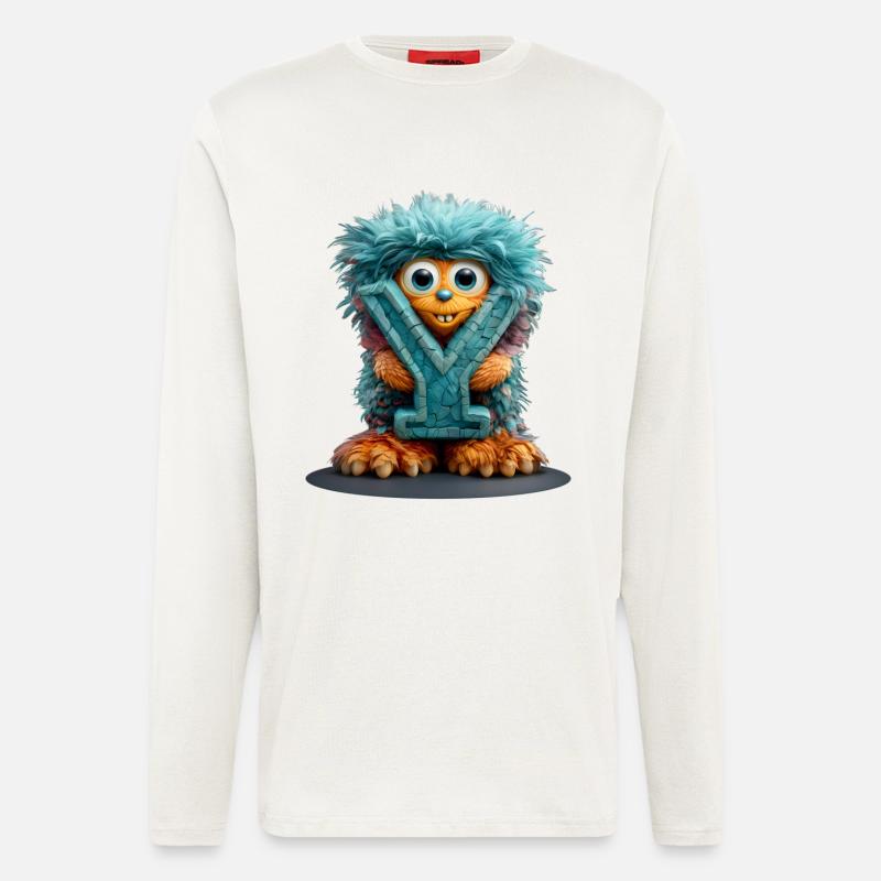 Monster und mit blauer Schrift - Langarmshirt - made by SPREAD - OFF WHITE