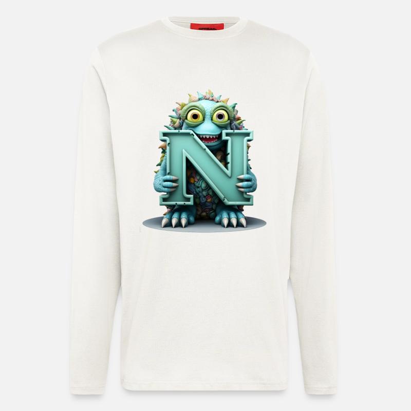 N Bunt mit Monster gewebt - Langarmshirt - made by SPREAD  - OFF WHITE