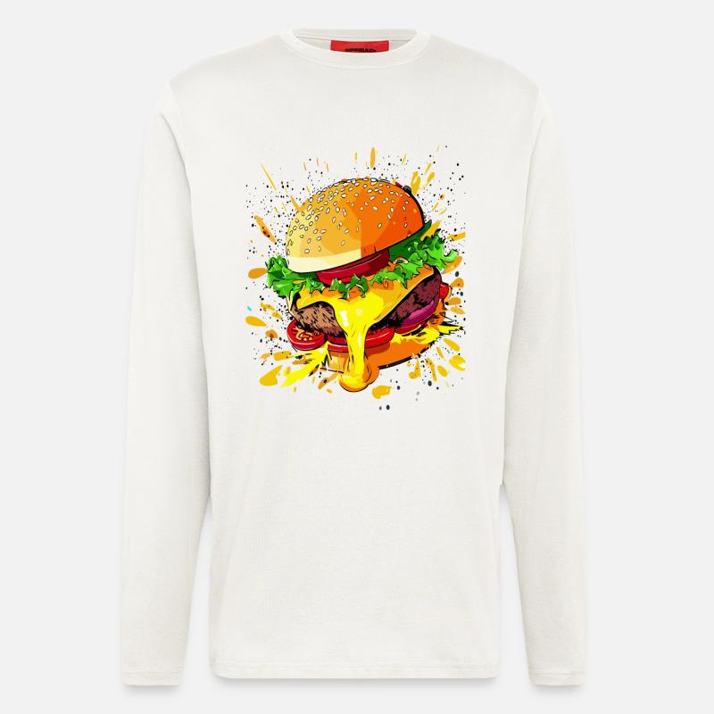 Extra Käse Burger Cheeseburger - Langarmshirt - made by SPREAD  - OFF WHITE
