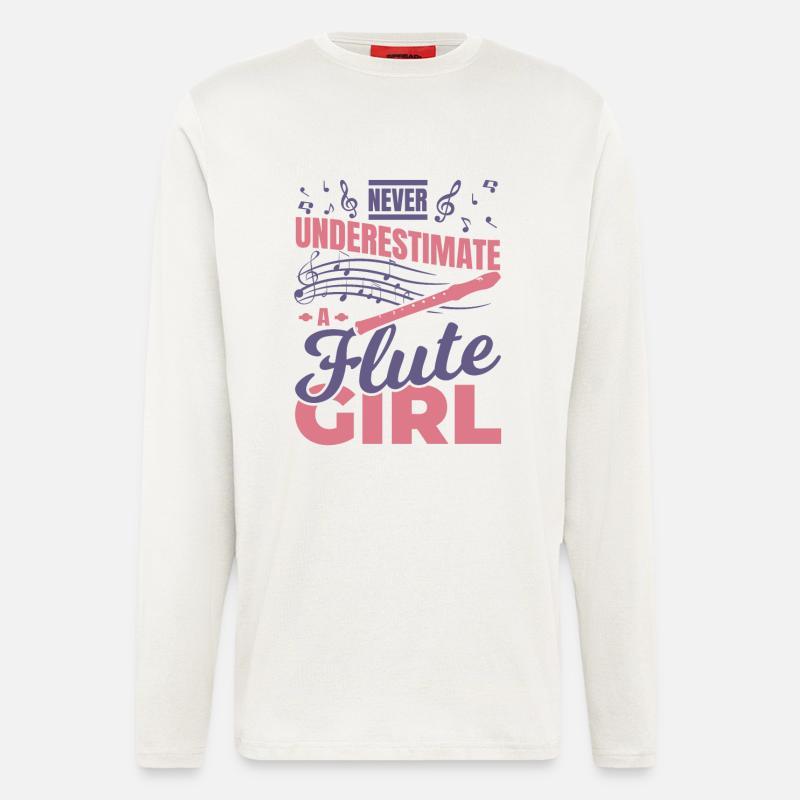 Unterschätze nie ein Flötenmädchen - Langarmshirt - made by SPREAD  - OFF WHITE