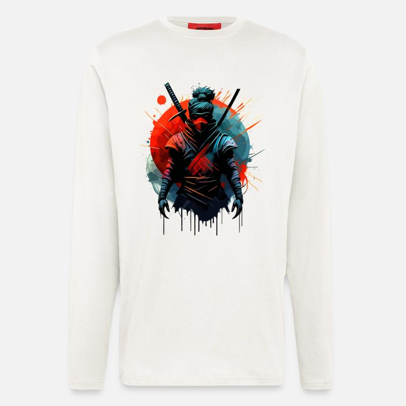 Kriegerischer Ninja Samurai Japan - Langarmshirt - made by SPREAD  - OFF WHITE
