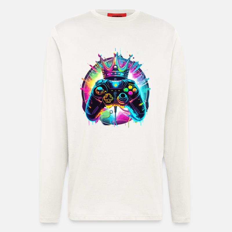 Gaming Controller mit Krone - Langarmshirt - made by SPREAD  - OFF WHITE