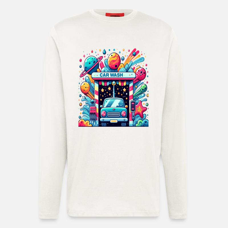Auto Waschanlage Comic Style - Langarmshirt - made by SPREAD  - OFF WHITE