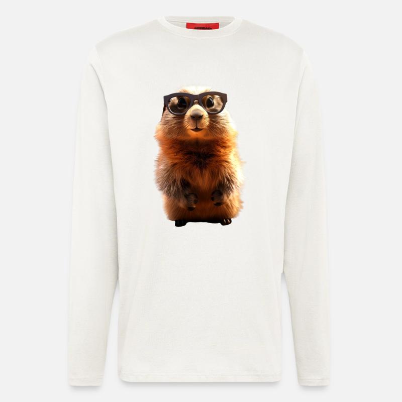 Murmeltier mit Sonnenbrille Nagetier Erdhörnchen - Langarmshirt - made by SPREAD  - OFF WHITE
