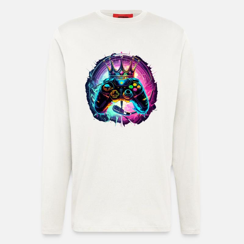Gaming Controller mit Headset und Krone - Langarmshirt - made by SPREAD  - OFF WHITE