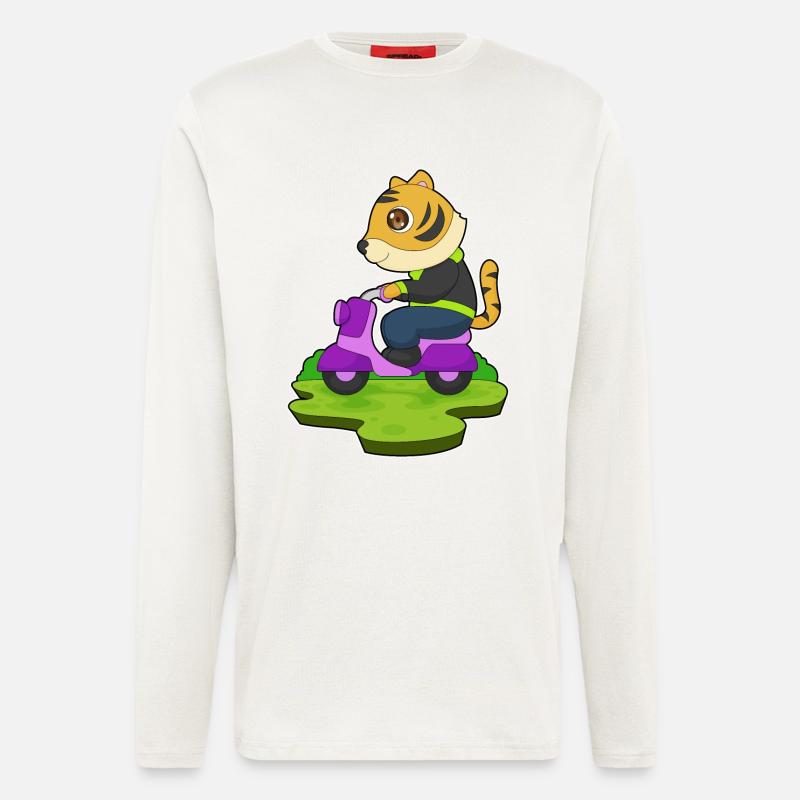 Tiger Motorroller - Langarmshirt - made by SPREAD - OFF WHITE