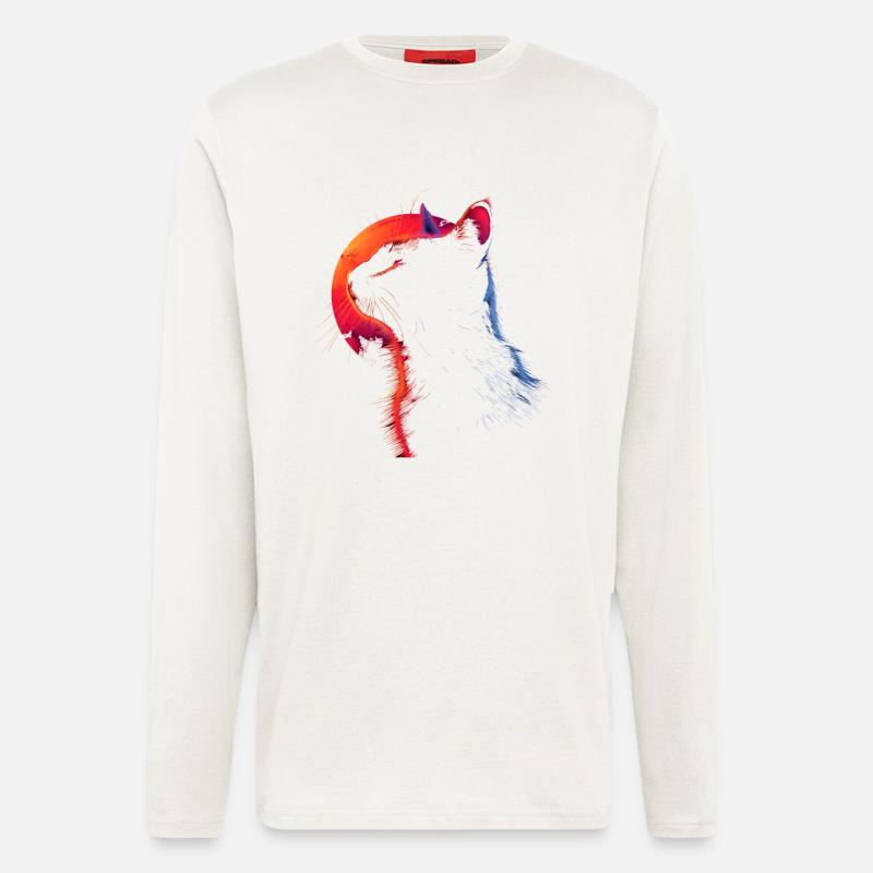 Katze Retro Look - Langarmshirt - made by SPREAD  - OFF WHITE
