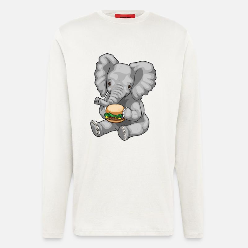 Burger d’éléphant - Manches longues bio décontracté fabriqué en UE - OFF WHITE