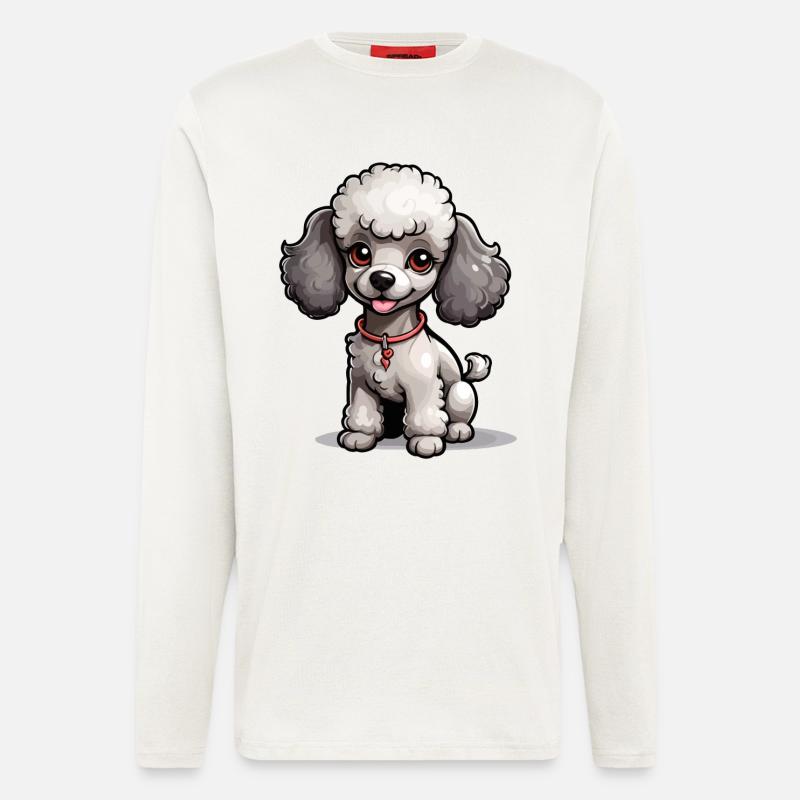 Grauer Pudel mit Halsband - Langarmshirt - made by SPREAD  - OFF WHITE