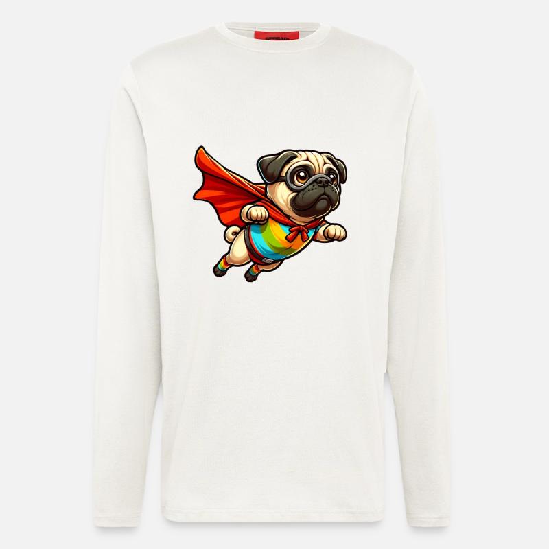 Superhelden-Mops - Langarmshirt - made by SPREAD  - OFF WHITE