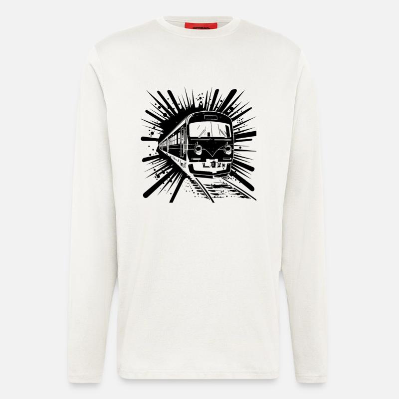 Cartoon Eisenbahn - Langarmshirt - made by SPREAD  - OFF WHITE