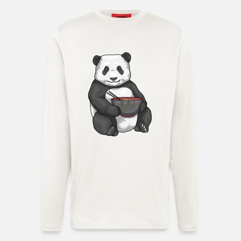 Panda Koch Ramen Kochen - Langarmshirt - made by SPREAD  - OFF WHITE