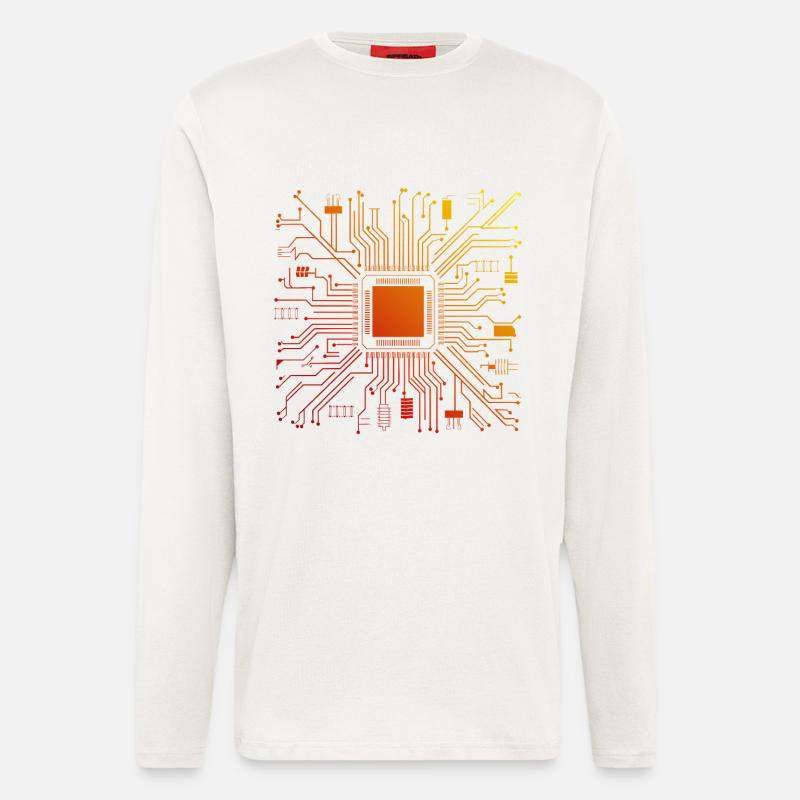 Tech Computer Motherboard Abstract Microchip - Longsleeve - made by SPREAD  - OFF WHITE
