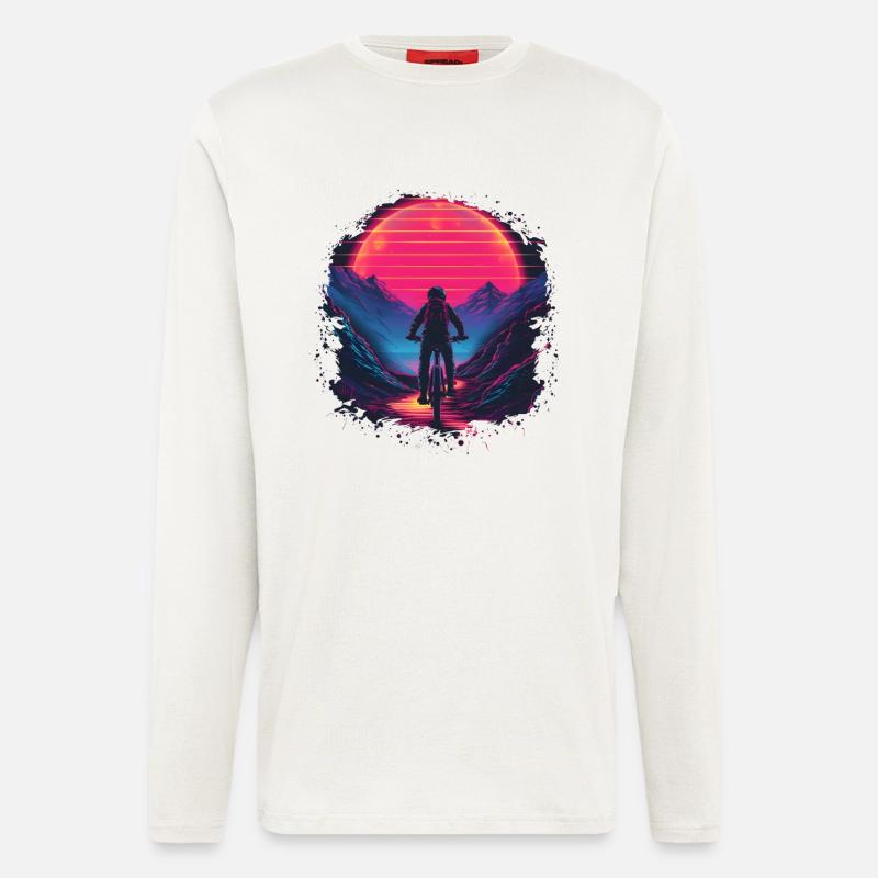 Mountain Biking Synthwave - Longsleeve - made by SPREAD  - OFF WHITE
