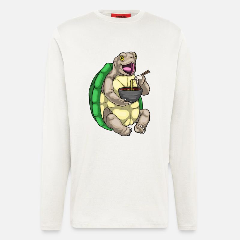 Turtle Bowl Ramen - Manches longues bio décontracté fabriqué en UE - OFF WHITE