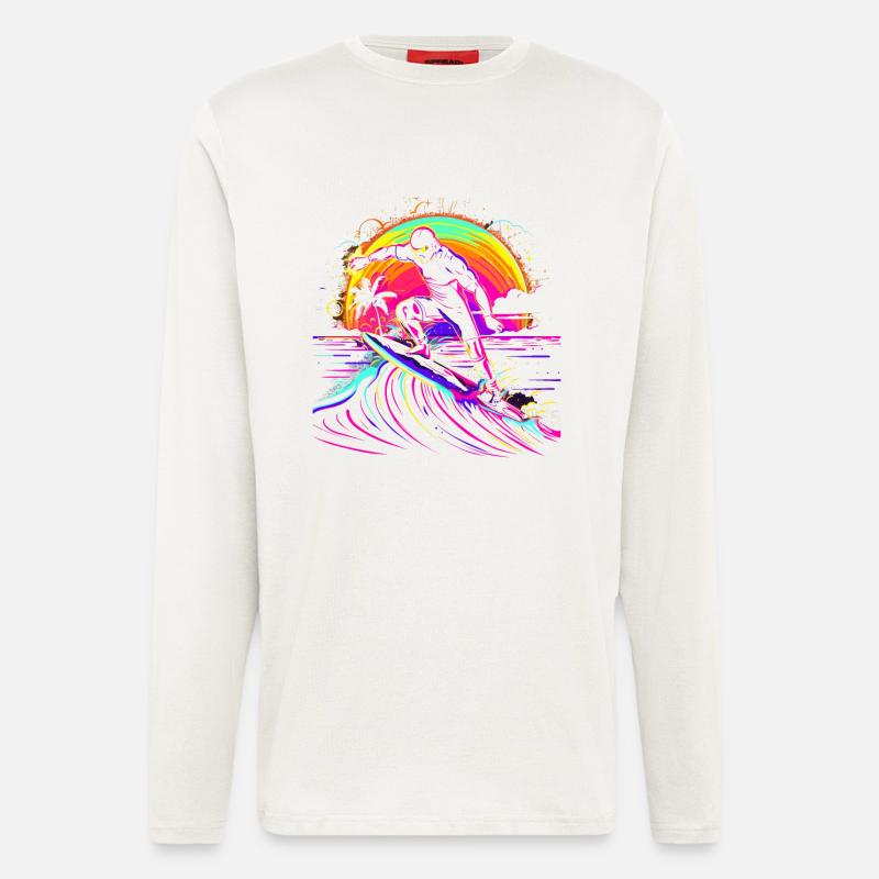 Surfer Vaporwave - Langarmshirt - made by SPREAD - OFF WHITE