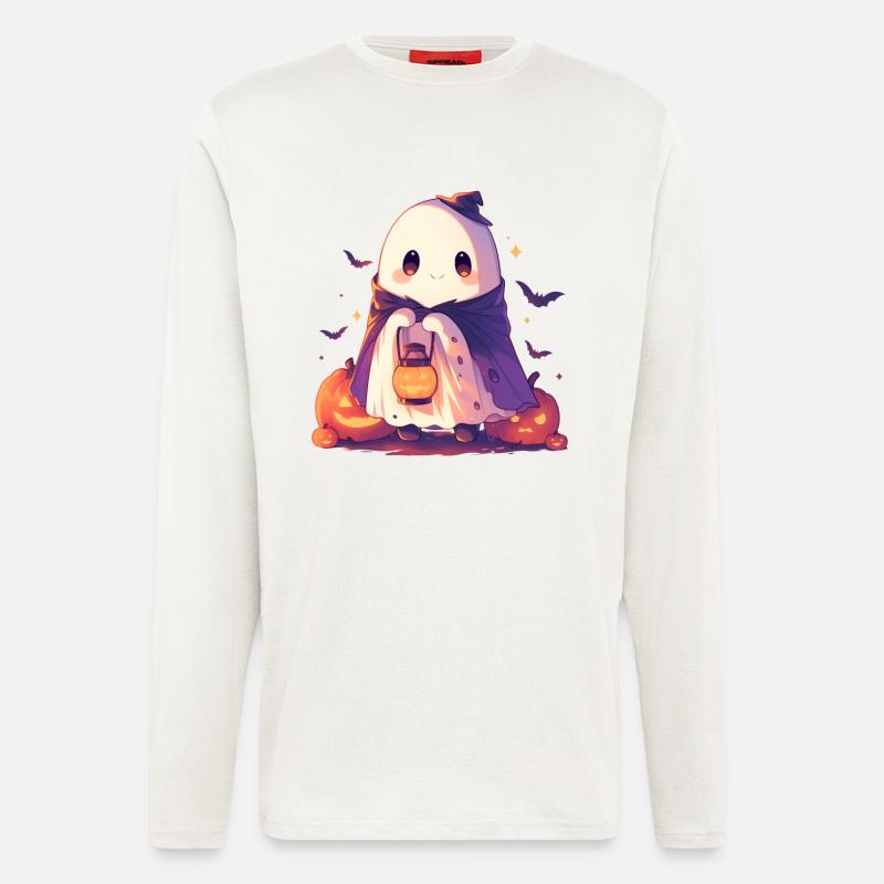 Halloween Ghost Ghost Pumpkin Lantern Gift - Longsleeve - made by SPREAD  - OFF WHITE