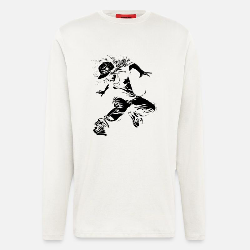 Breakdance Mädchen Zeichnung - Langarmshirt - made by SPREAD  - OFF WHITE