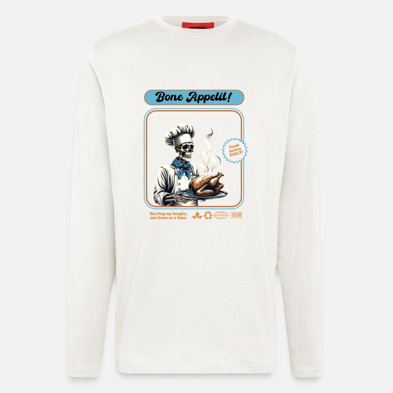 Skeleton Truthahn Koch - Langarmshirt - made by SPREAD  - OFF WHITE