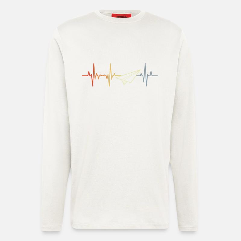Papierflugzeug Herzfrequenz - Langarmshirt - made by SPREAD  - OFF WHITE