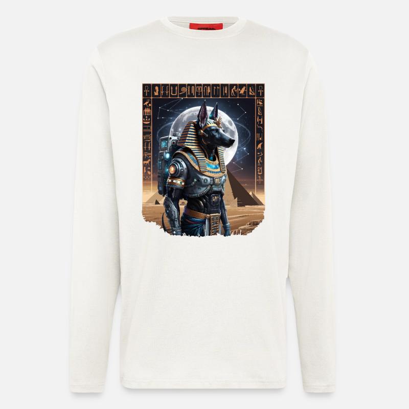 Antikes Anubis-Astronauten-Sci-Fi-Design - Langarmshirt - made by SPREAD  - OFF WHITE