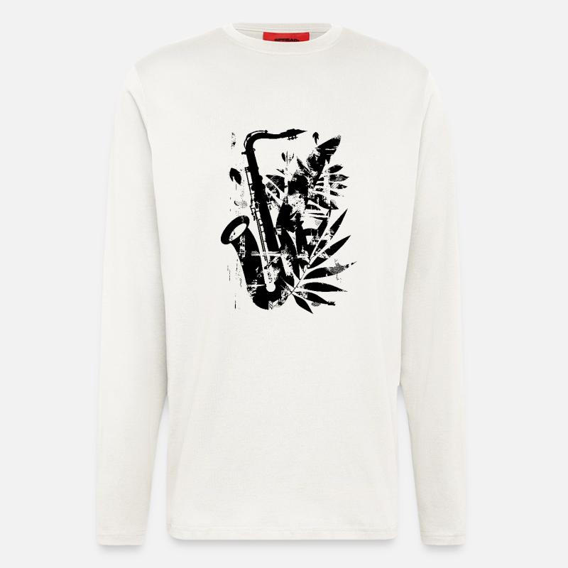 Lustiges Saxophon - Langarmshirt - made by SPREAD  - OFF WHITE