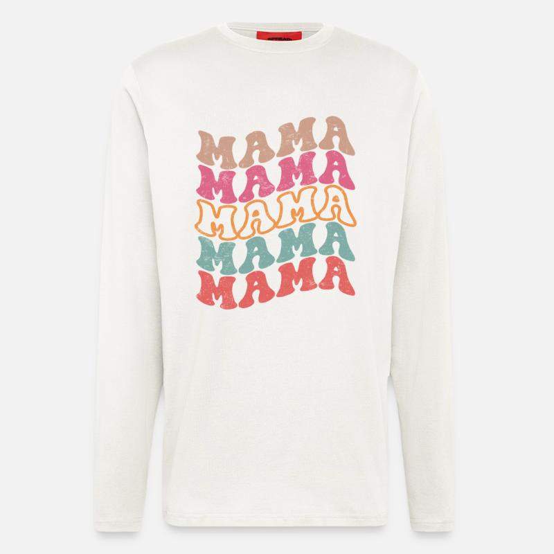Retro Groovy Mama Text Pattern - Longsleeve - made by SPREAD  - OFF WHITE
