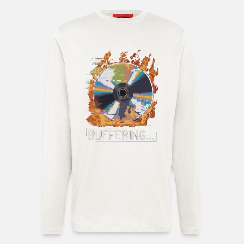 Pufferung... Flamingo Glitched CD Retro Design - Langarmshirt - made by SPREAD - OFF WHITE