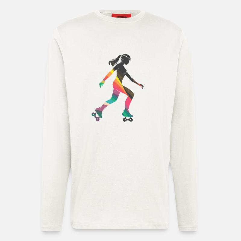Rollschuhfahrendes Mädchen - Langarmshirt - made by SPREAD  - OFF WHITE