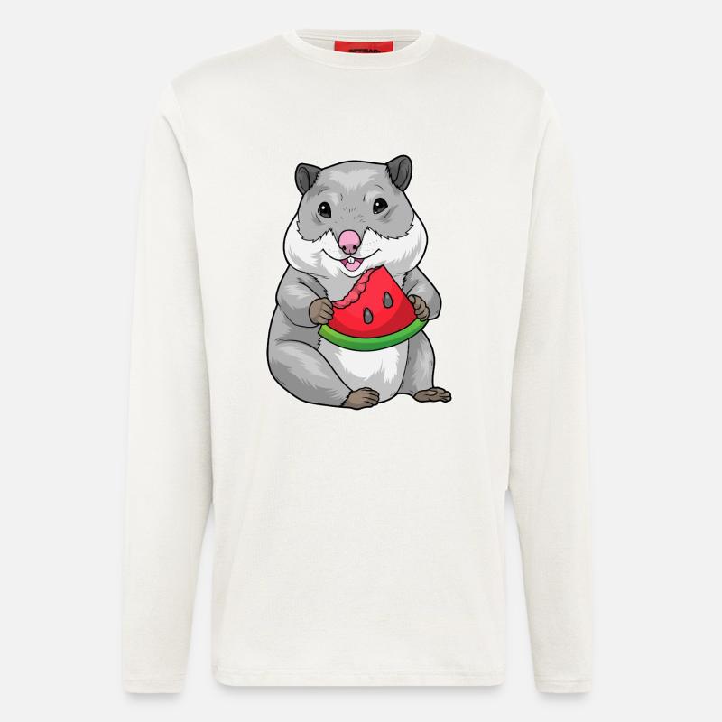 Hamster Pastèque - Manches longues bio décontracté fabriqué en UE - OFF WHITE