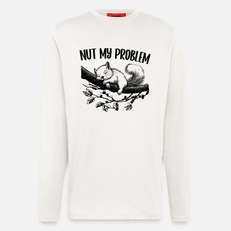 Nut My Problem Mignon Écureuil Cadeau - Manches longues bio décontracté fabriqué en UE - OFF WHITE