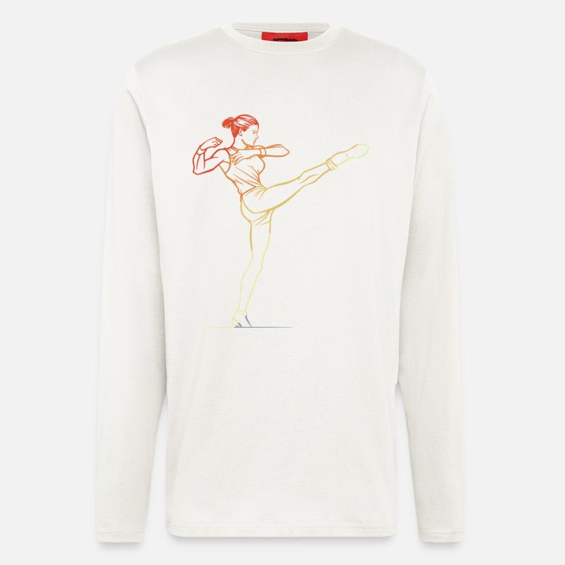 Kickboxen Mädchen Line Art - Langarmshirt - made by SPREAD  - OFF WHITE