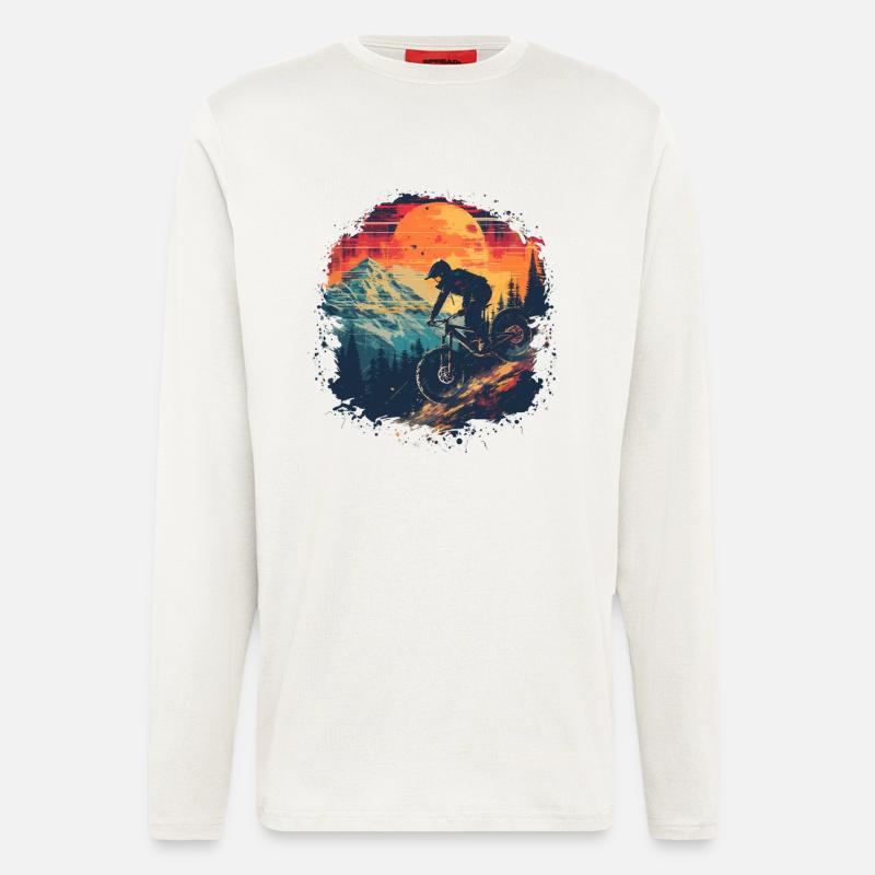Mountain Biking Synthwave - Longsleeve - made by SPREAD  - OFF WHITE