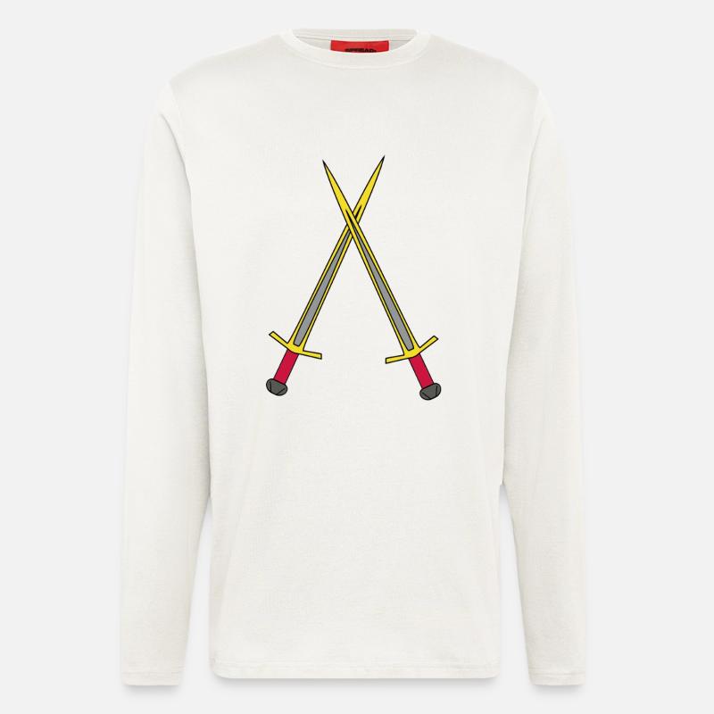 Schwert Ritter Mittelalter Krieger Schwerter - Langarmshirt - made by SPREAD  - OFF WHITE