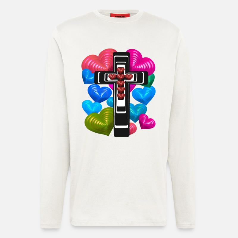 Cross Crosses Jesus Heart Hearts - Longsleeve - made by SPREAD  - OFF WHITE