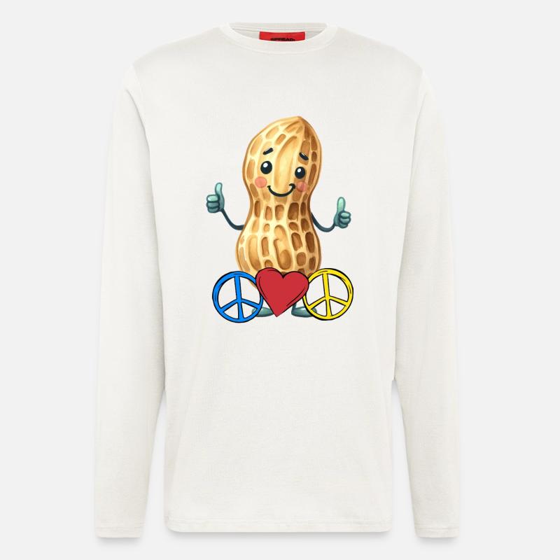Erdnuss Peace Herz Frieden - Langarmshirt - made by SPREAD  - OFF WHITE
