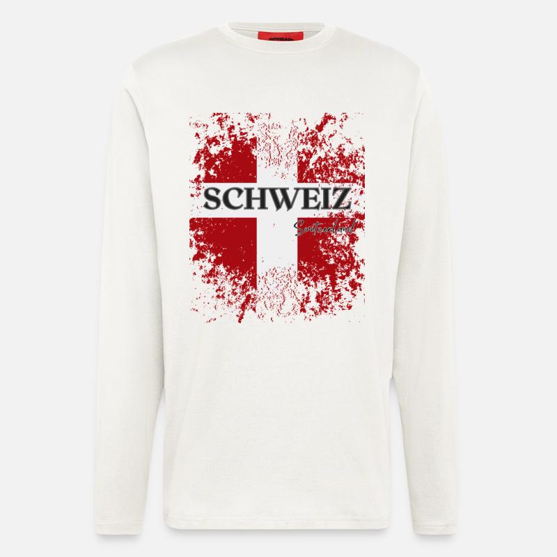 Flagge der Schweiz, Schweizer Stolz - Langarmshirt - made by SPREAD  - OFF WHITE