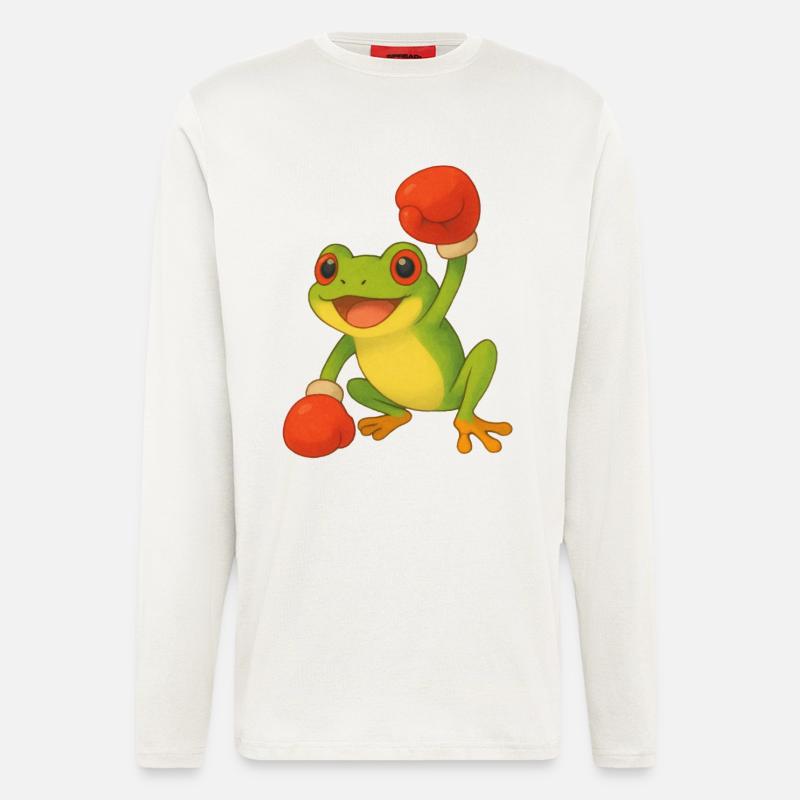 Frosch mit Boxhandschuhen - Langarmshirt - made by SPREAD  - OFF WHITE