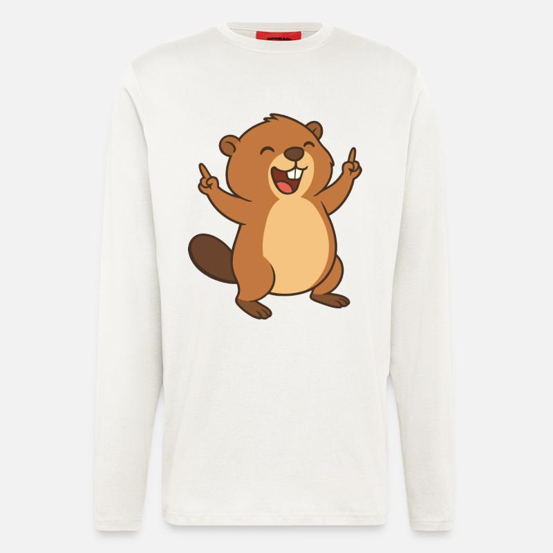 Fröhlicher Biberspaß - Langarmshirt - made by SPREAD  - OFF WHITE