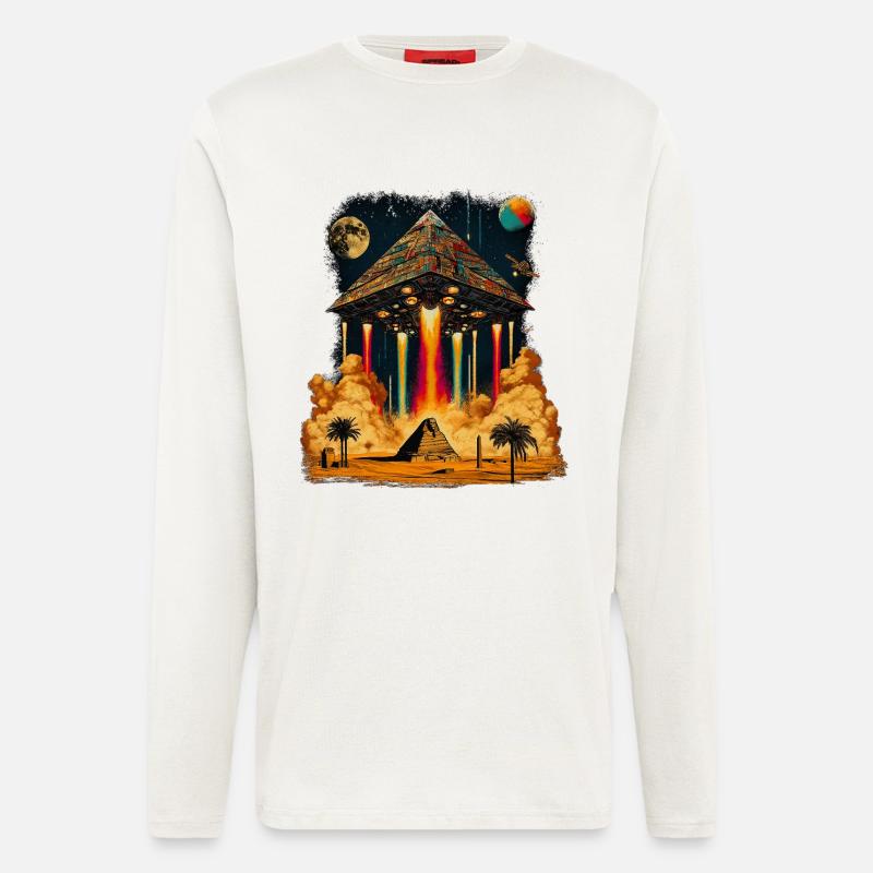 Futuristisches Weltraumpyramiden-Kunstwerk - Langarmshirt - made by SPREAD  - OFF WHITE