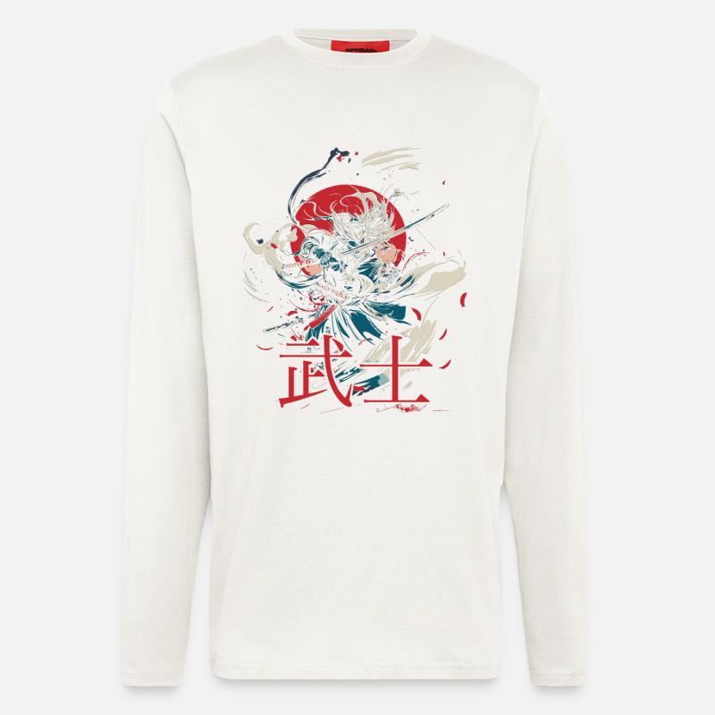 samurai krieger japanische designs - Langarmshirt - made by SPREAD  - OFF WHITE