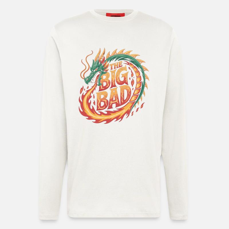 Dragon design with fire writing - Longsleeve - made by SPREAD  - OFF WHITE